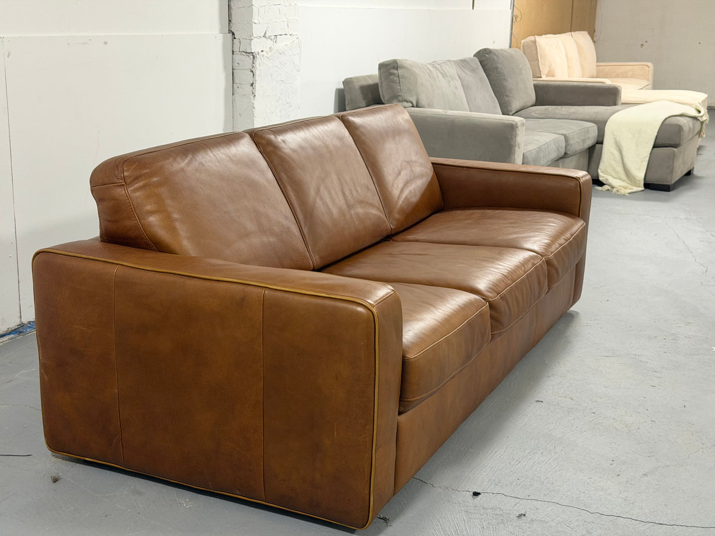 Natuzzi edition Leather Sofa bed tan