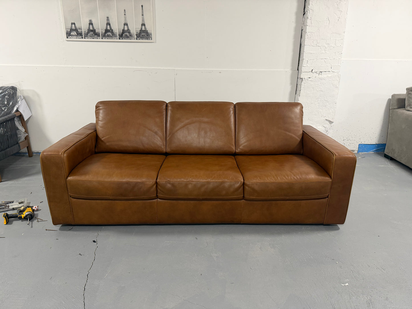 Natuzzi edition Leather Sofa bed tan